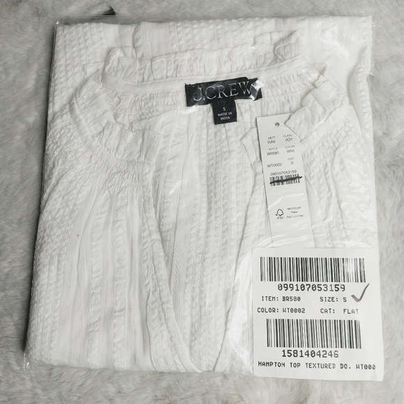 New J.Crew Flutter Sleeve V-Neck Top in Cotton Dobby White P263 - Picture 2 of 5